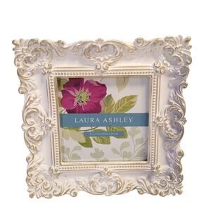 Laura Ashley White Gold Picture Frame Textured Resin 4 X 4 Baby Shower Bridal